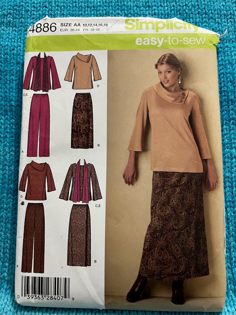Simplicity 4886 Sewing pattern top straight skirt pants size 10 12 14 16 18